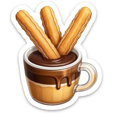 churros with chocolate dipping sauce, golden, sugar coated sticker