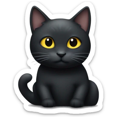 Black cat with white spot on chest sitting sticker