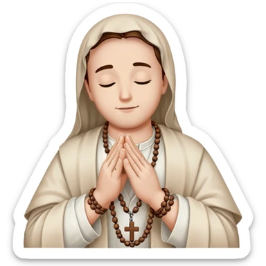 Praying hands holding a rosary sticker
