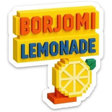 Borjomi lemonade advertisement sign with bold text sticker