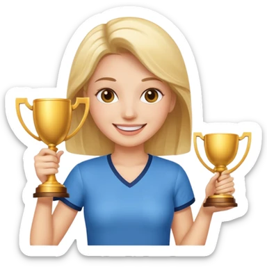 Women holding trophy sticker