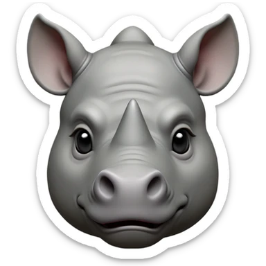 cinematic-noble--rhinoceros-portrait-emoji,slate-grey-hide--poised-and-regal,-with-a-massive,-powerful-build-and-a-thick, -deep-set-soulful-piercing-eyes,-simplified-yet-sharp-and-sophisticated-features,-highly-detailed,-large-black-eyes, zoomed out showing shoulders sticker