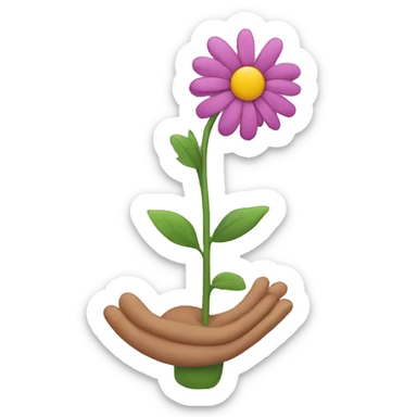 A person with raising a flower sticker