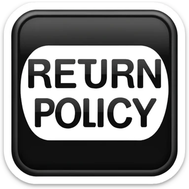 words "return policy" sticker