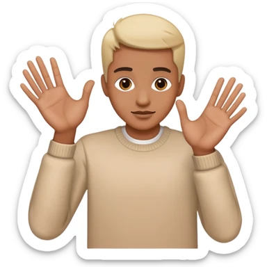 Celebrity with both hands placed down gripping an edge, isolated figure with no background elements sticker