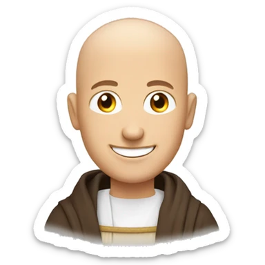 Happy white middle age male human frier monk with buzz cut  sticker