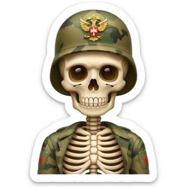 generate a realistic skeleton in Russian military camouflage sticker