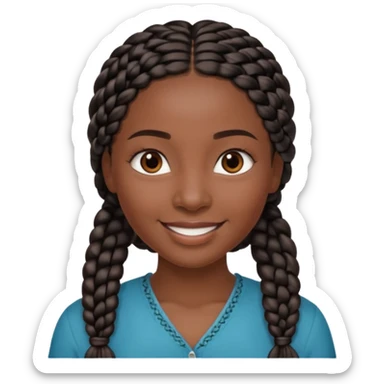 kenyan woman with long, black, braided hair in rows, brown eyes, pretty, round face sticker