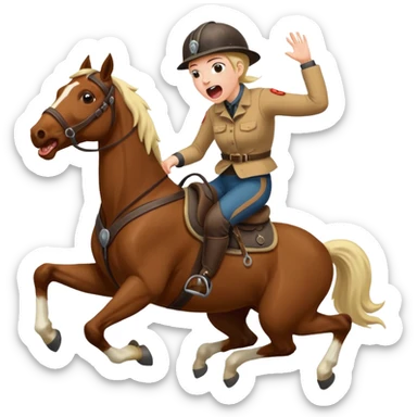 The horse bucks the person while the person screams in pain sticker