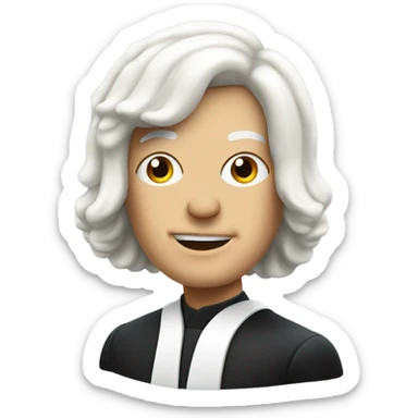 white UK judge with wig at an angle sticker