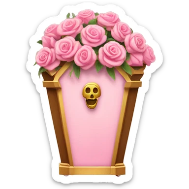 Fancy pink coffin with flowers  sticker