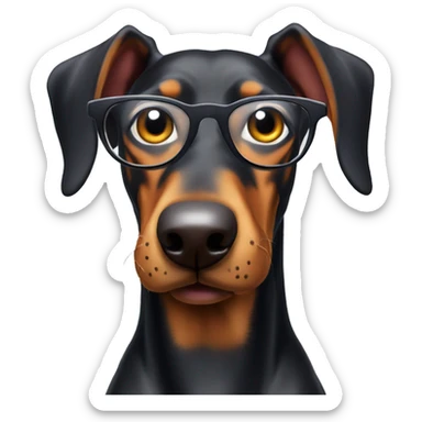 a very crazy and cheerful doberman with glasses winks sticker