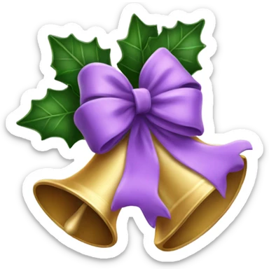 Christmas bells lilac bow sticker