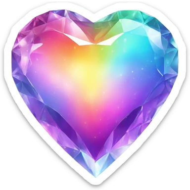 rainbow crystal heart sticker
