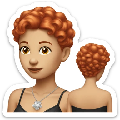 charming girl with medium length red hair and bling  sticker