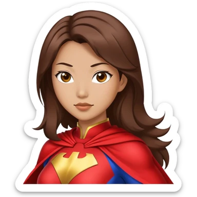 Asian superhero wife with brown hair sticker