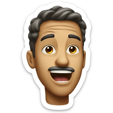 Guy looking up while with tongue out shaking it back and forth sticker