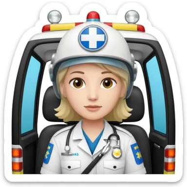 an ambulance driven by peluche sticker