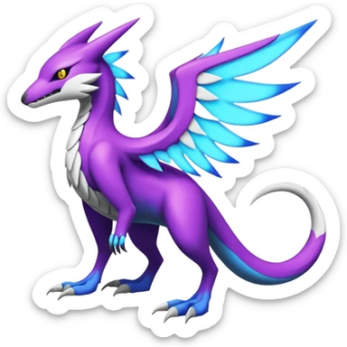 Colorful scaly flurry bioluminescent translucent neon edgy cool dark edgy Latias-Sergal-Vernid-Lombax-Renamon-Zeraora-Bastet-Fakémon-hybrid-fusion-creature, full body sticker