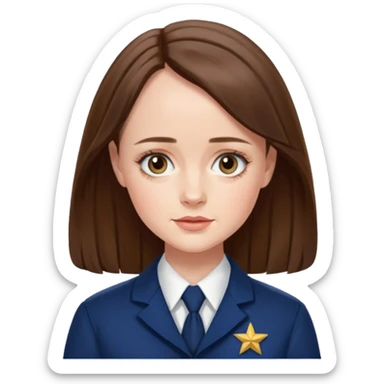 Alexis Bledel in Gilmore Girls with middle parted hair and her school uniform sticker