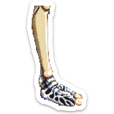 pixelated skeleton foot, bone structure of foot sticker