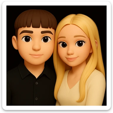 Make the guy's skin color the same as the girl's skin color in the image, keeping the 3d-emoji style and everything else unchanged. The original style is 3d-emoji but it does not support editing, so use the general style editor while preserving the 3d-emoji look. sticker