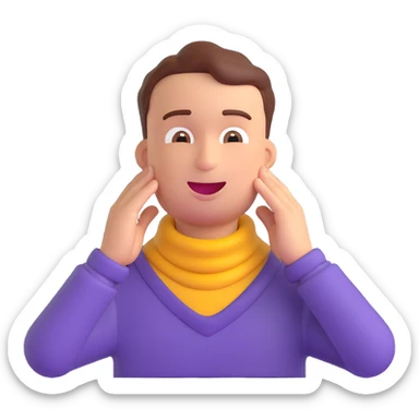 cartoon emoji of a guy with hands around his own neck, silly face, lighthearted style sticker