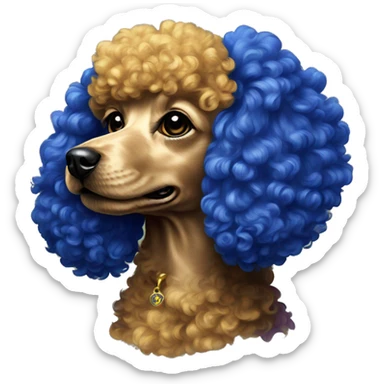 Royal Blue and gold rainbow poodle sticker