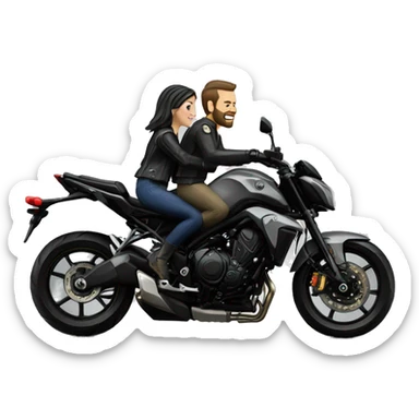 Caucasian man and woman riding on Yamaha mt 10 bike sticker