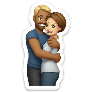 I hug my wife tightly and lovingly sticker