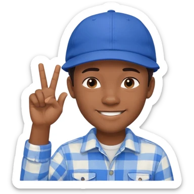 Emoji of a young man with dark hair, wearing a blue cap and a white flannel shirt, the young man is making a "like" gesture with his right hand sticker