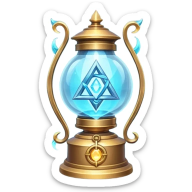 ancient fantasy magic lantern object icon, arcane crystal core, swirling magical energy, glowing runes orbiting the lantern, ethereal light beams, enchanted metal frame, powerful fantasy aura, 3D cartoon, mobile game icon style, centered, clean background, no text, no watermark
 sticker