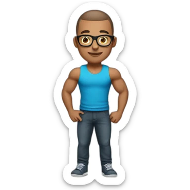 Muscular smart guy with a buzzcut and glasses sticker