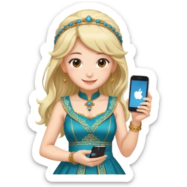 anime girl with persion crawl custome dress and smartphone sticker