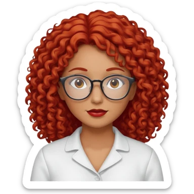 rizada peli roja , trigueña , con lentes y ropa blanca  sticker