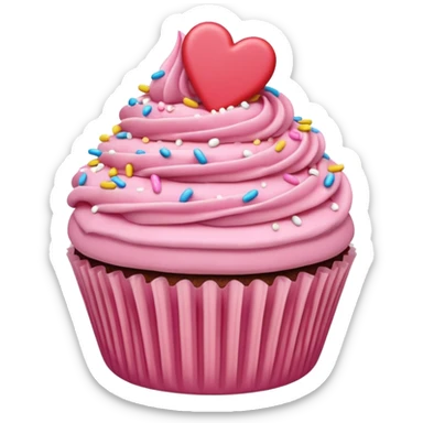 heart with a cupcake motif sticker