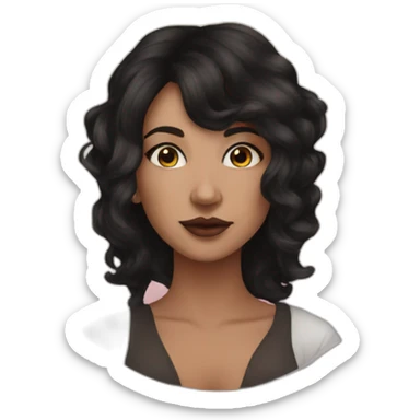 Woman bob dark hair tarot cards sticker