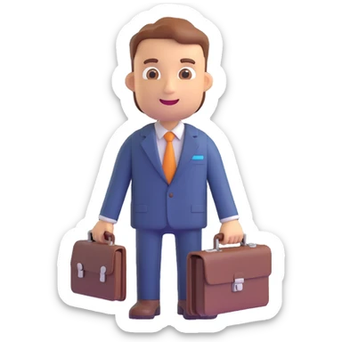 recruiter emoji, 3D Microsoft fluent style, holding a briefcase, welcoming expression sticker