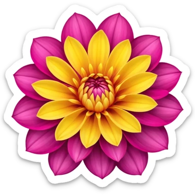 dahlia flower, pink and yellow petals, no text sticker