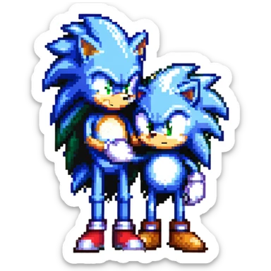 Sonic the Hedgehog and Silver the Hedgehog hugging each other sticker