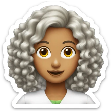 Oompa loompa female long curly hair braces sticker