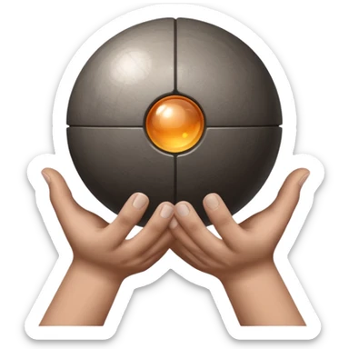 Gray and brown color magic ball and hands sticker