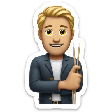 man with toothpick arms sticker