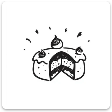 hand-drawn sketch of a cake with a bite taken out of it sticker