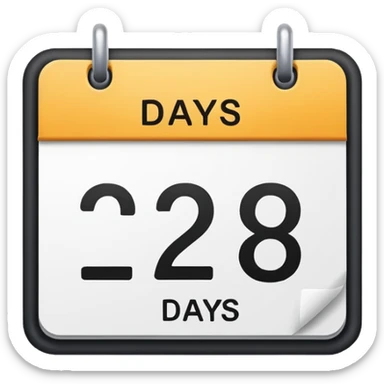 calendar with the text '2 days' sticker