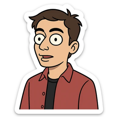 flat toon style portrait of Jawed Karim, YouTube founder sticker