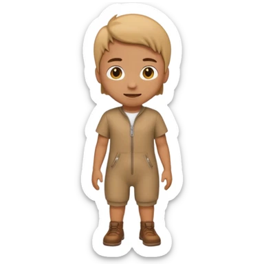 create an emoji that wears a short sleeve short jumpsuit in color brown with seamless zipper sticker