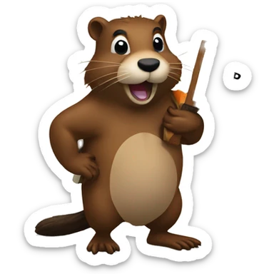 A beaver holding a sign that says KLIPZ  sticker