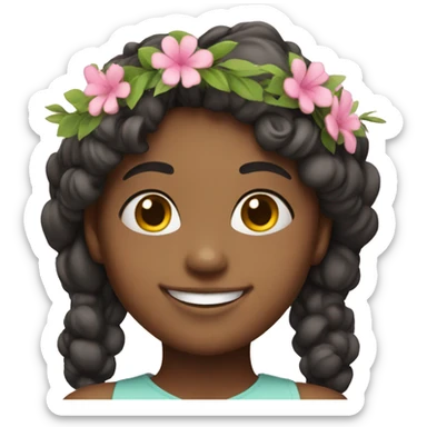 smiling girl with pink flower crown  sticker
