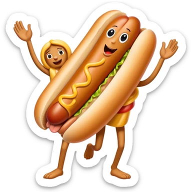 Hot dog with 2 arms and 2 legs  sticker